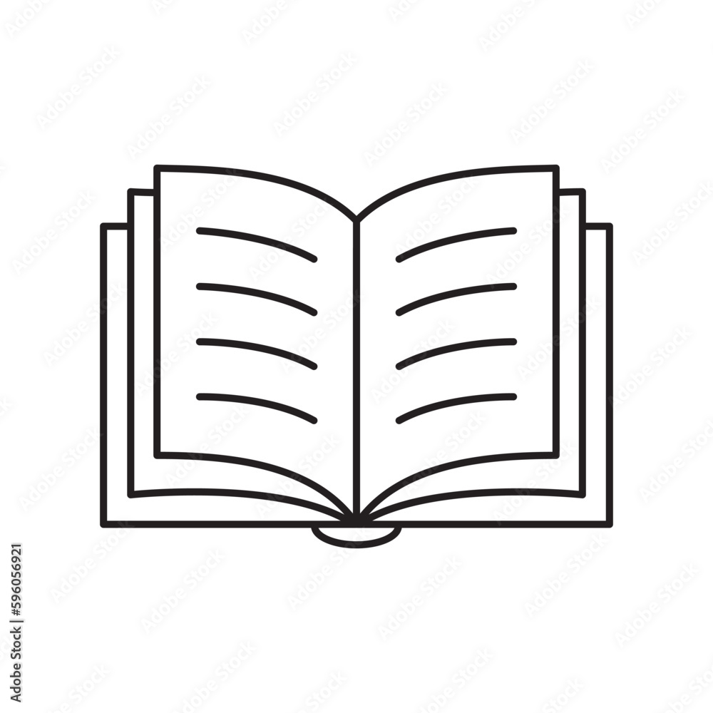 Book vector icon. Open book flat sign design. Linear book icon. Book symbol pictogram. Magazine icon. Notebook symbol. Document sign. UX UI icon Book vector icon. Open book flat sign design. Linear book icon. Book symbol pictogram. Magazine icon. Notebook symbol. Document sign. UX UI icon