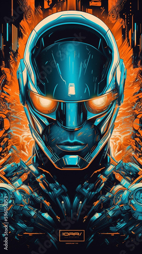 poster for tron the great robot war by nathan pearce , generative ai