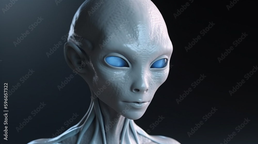  artificial intelligence robot with blue eyes on black background.generative ai