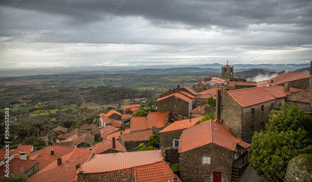 Beautiful Exposure from the Viewpoint of Monsanto village in Portugal, considered the 