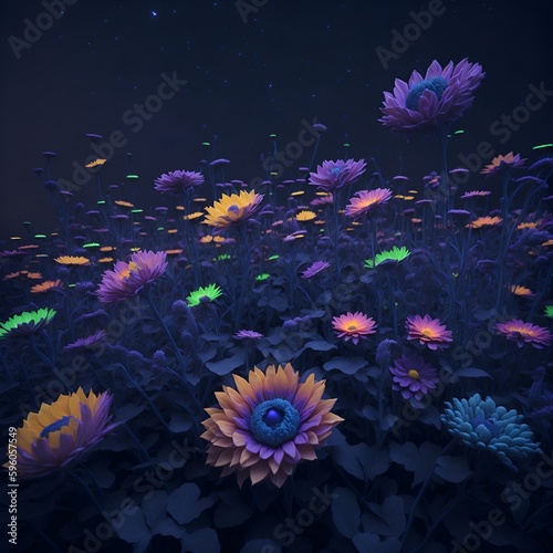 beautiful flowers glowing in the dark