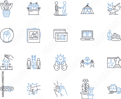 Relaxations line icons collection. Meditation, Rest, Calm, Rejuvenation, Serenity, Tranquility, Leisure vector and linear illustration. Unwind,Comfort,Chill outline signs set