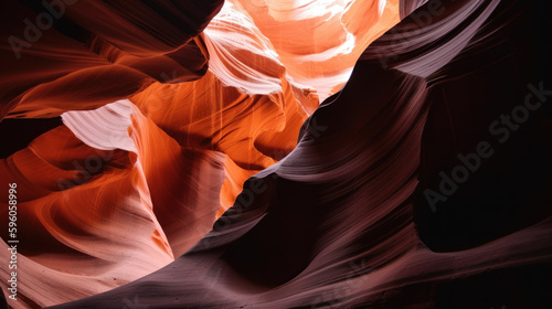 Colorful closeup of Lower Antelope Canyon sandstone formations, generative ai
