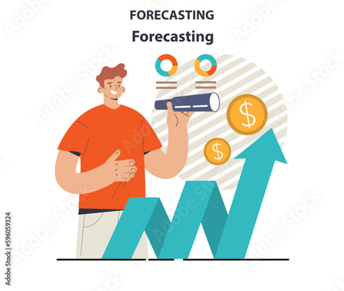 Business forecast. Employee planning a new project, start up or marketing