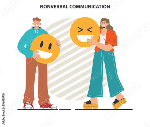 Non-verbal communication. Body language through interpersonal conversation.