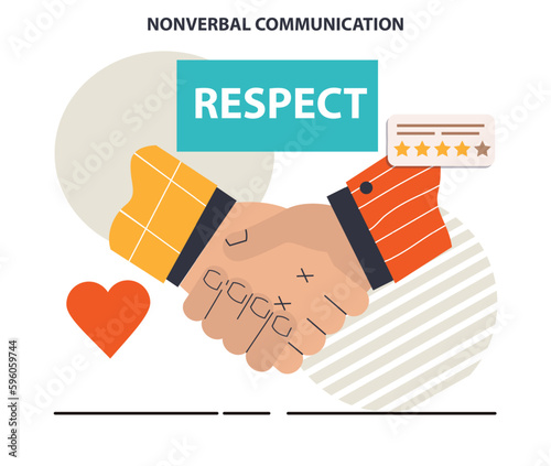 Non-verbal communication. Body language through interpersonal conversation.