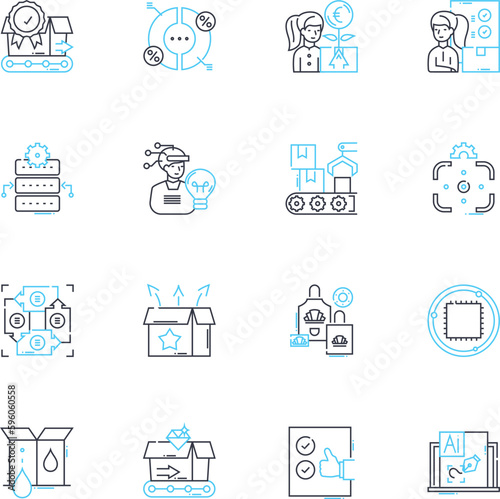 Social building linear icons set. Nerking, Connections, Communication, Collaboration, Relationships, Engagement, Interaction line vector and concept signs. Participation,Influence,Empowerment outline