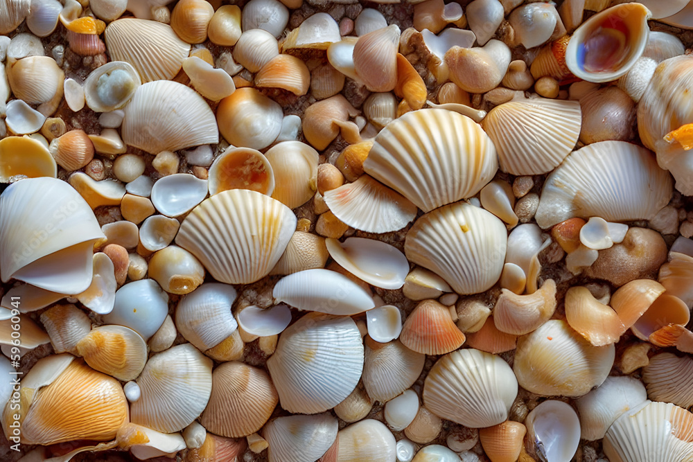 shells on a beach, AI generated shells on a beach, AI generated