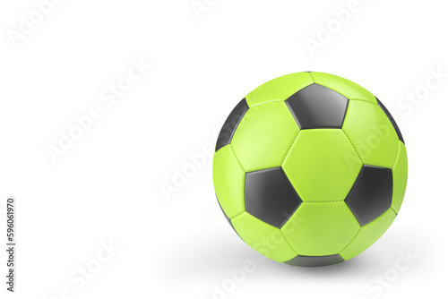 Green soccer or football ball isolated on white background