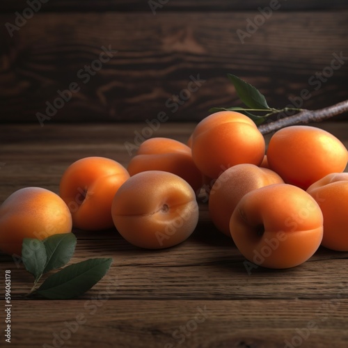 Apricots on a wooden table, close-up