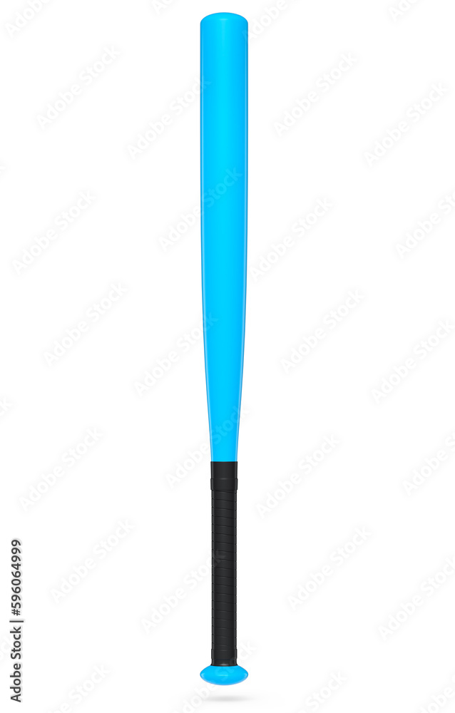 Blue rubber professional softball or baseball bat isolated on white background