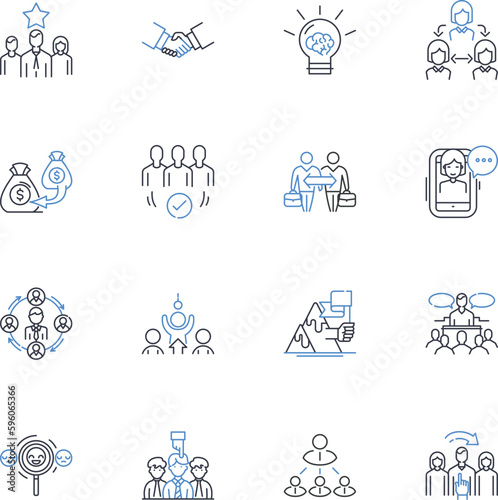Concern line icons collection. Anxiety, Apprehension, Distress, Fear, Unease, Worry, Alarm vector and linear illustration. Caution,Doubt,Misgiving outline signs set photo