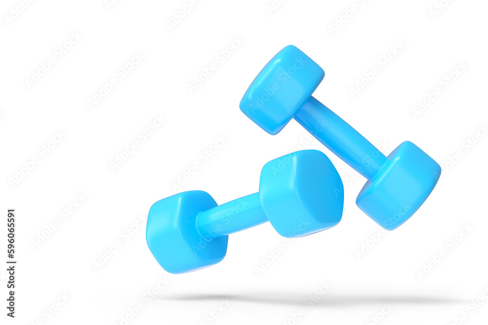Pair of rubber blue dumbbells isolated on white background Pair of rubber blue dumbbells isolated on white background