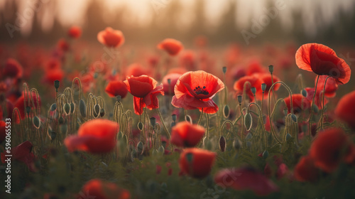 Red Poppy field, Generated AI