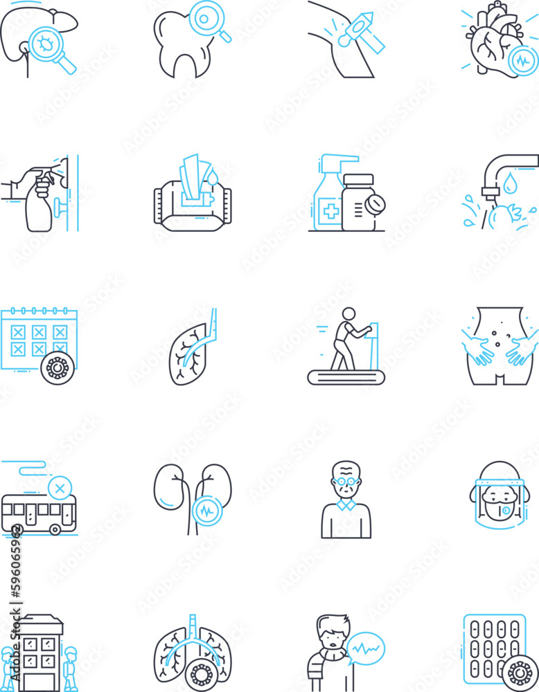 Antiviral approach linear icons set. Immunotherapy, Protease, RNA, Inhibitor, Vaccination, Antibodies, Nanoparticles line vector and concept signs. Intervention,RNAi,Neutralization outline Antiviral approach linear icons set. Immunotherapy, Protease, RNA, Inhibitor, Vaccination, Antibodies, Nanoparticles line vector and concept signs. Intervention,RNAi,Neutralization outline