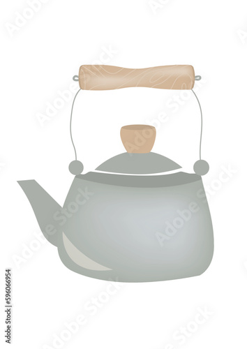 gray kettle on a white background illustration