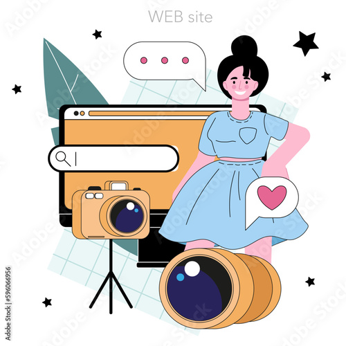 Video blogger online service or platform. Viral content in the internet.