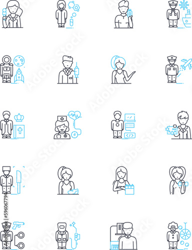 Trade linear icons set. Import, Export, Commerce, Transaction, Barter, Exchange, Market line vector and concept signs. Price,Supply,Demand outline illustrations