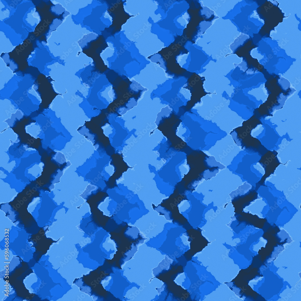 Tonal Blue Watercolor Drawn Zigzag Pattern Tonal Blue Watercolor Drawn Zigzag Pattern