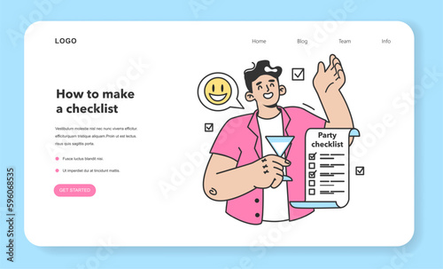 Checklist making concept. Character planning the daily routine