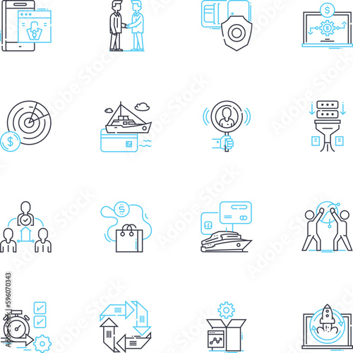 Cash income linear icons set. Earnings, Pay, Profit, Income, Wages, Salary, Cash line vector and concept signs. Revenue,Gain,Return outline illustrations