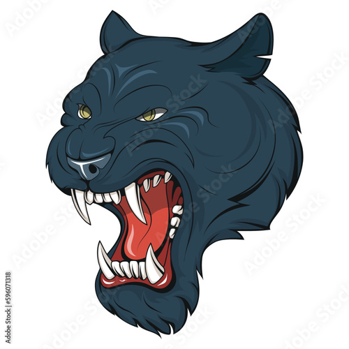 Panther. Vector illustration of a angry wild animal. Undomestic big cat. Leopard or jaguar photo