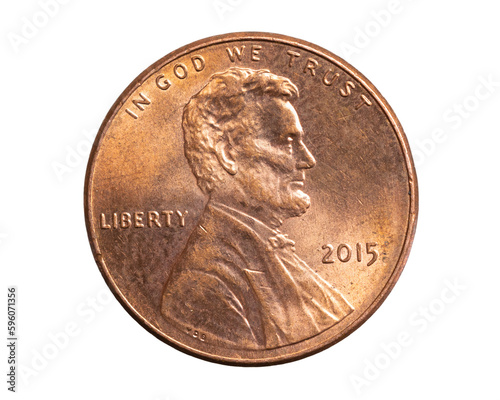 1 american cent coin on a transparent isolated background. png
