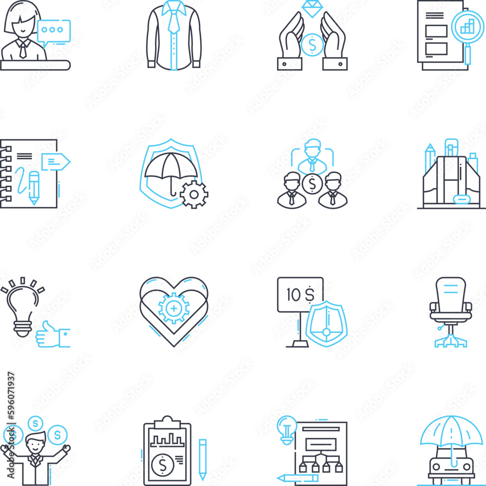 Liability insurance linear icons set. Coverage, Protection, Risk, Coverage limits, Claims, Insurance policy, Damages line vector and concept signs. Premiums,Compensation,Negligence outline Liability insurance linear icons set. Coverage, Protection, Risk, Coverage limits, Claims, Insurance policy, Damages line vector and concept signs. Premiums,Compensation,Negligence outline