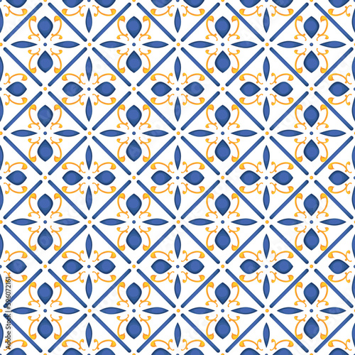 Mediterranean pattern blue and yellow theme