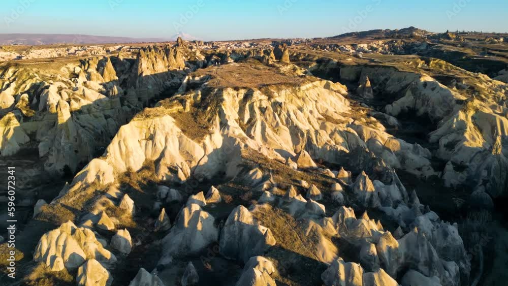 Drone - Cappadocia, Turkey - 2023 - Sunset valley - flying over the pointy rock formations