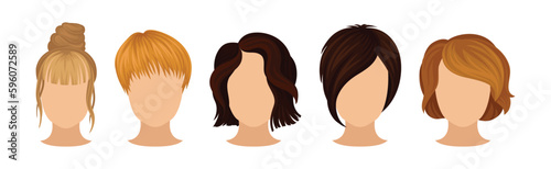 Different Hairstyle and Haircuts for Females Vector Set