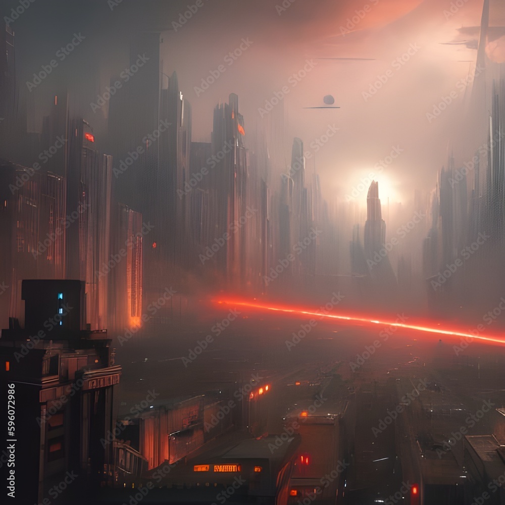 grim futuristic city