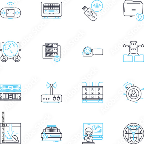 Cooperative effort linear icons set. ollaboration, teamwork, synergy, unity, partnership, assistance, alliance line vector and concept signs. harmony, coordination, joint outline illustrations