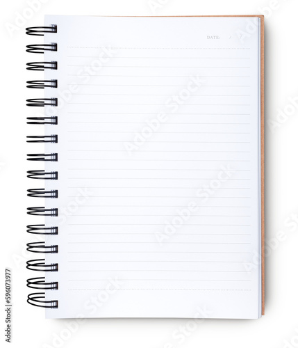 open notepad lined paper spiral bound with shadow isolated on transparent background photo