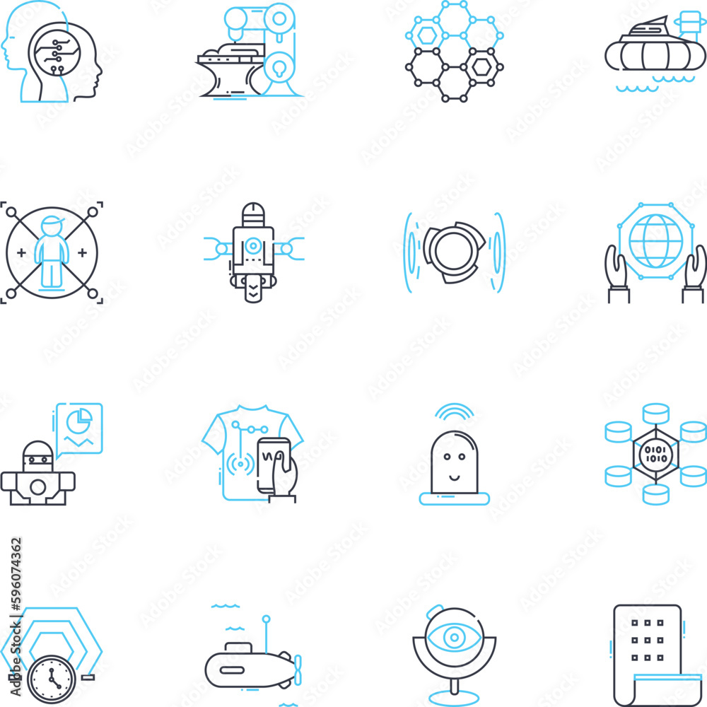 Emerging trends linear icons set. Sustainability, Innovation, Automation, Digitalization, Virtualization, Electric, Smart line vector and concept signs. Blockchain,Circular,Biotech outline Emerging trends linear icons set. Sustainability, Innovation, Automation, Digitalization, Virtualization, Electric, Smart line vector and concept signs. Blockchain,Circular,Biotech outline