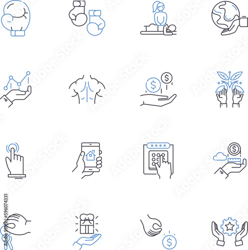 Upsizing line icons collection. Expansion, Growth, Enlargement, Upgrading, Amplification, Augmentation, Enhancement vector and linear illustration. Escalation,Extension,Magnification outline signs set photo