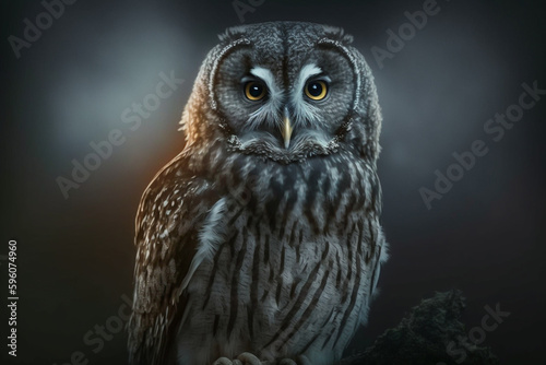 great horned owl, big grey bird