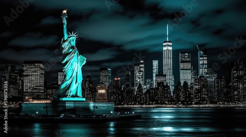 Statue of Liberty. Breathtaking travel destination place. Generative AI © piai