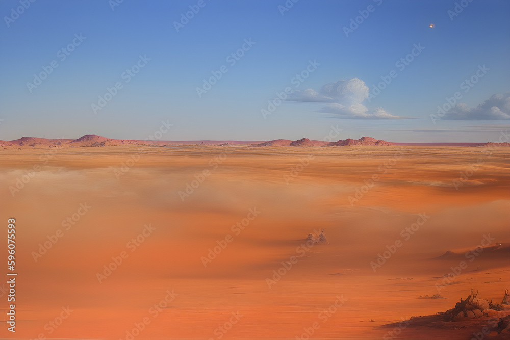 Sunset over the barren desert Generative Ai