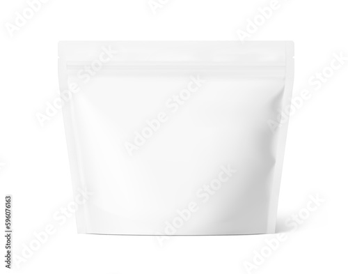 Wide stand up pouch bag isolated on white background. Vector illustration. Front view. Can be use for template your design, presentation, promo, ad. EPS10.
