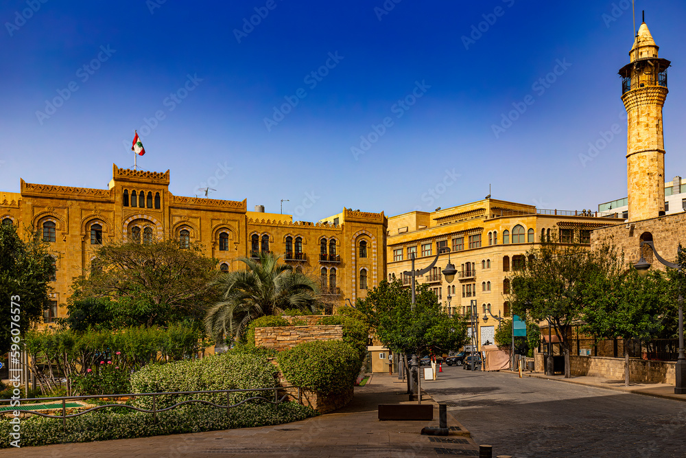 Beirut, the capital city of Lebanon. Old town - Facade of the Beirut City Hall