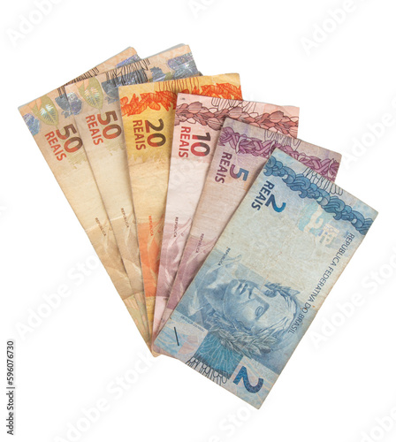 Brazilian real money banknotes. png transparent background