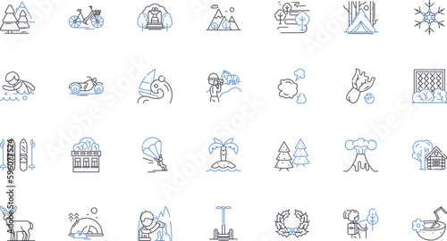 Ecosystem line icons collection. Biodiversity, Sustainability, Habitat, Interdependence, Biosphere, Microclimate, Resilience vector and linear illustration. Food Chain,Decomposition,Trophic outline