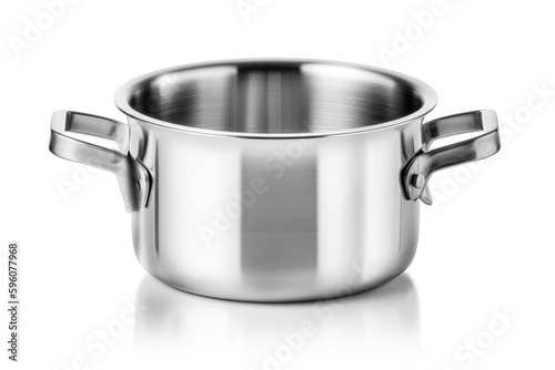 Stainless Steel Pot with Double Handles on White Background. Generative AI