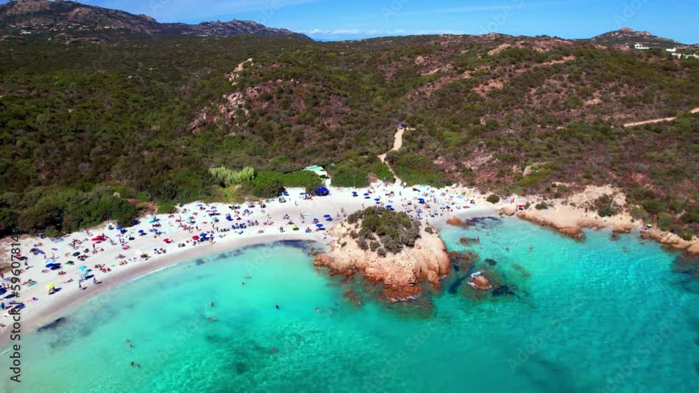 Italy Sardegna Island Famous With Gorgeous Beaches Aerial Drone View 