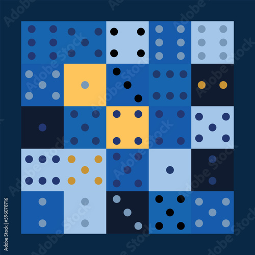 colorful various positions dice pattern. simple form, minimal print style. Vector art