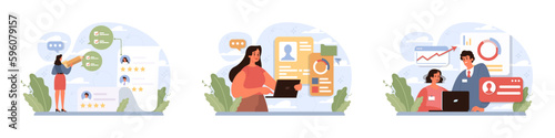 Employee performance management set. Performance indicators and reports