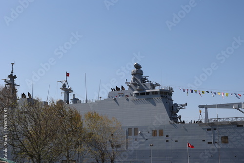 Istanbul-Turkey: TCG Anadolu, L 400, World's First SİHA Ship and unmanned aerial vehicles on it, as well as helicopters and planes
