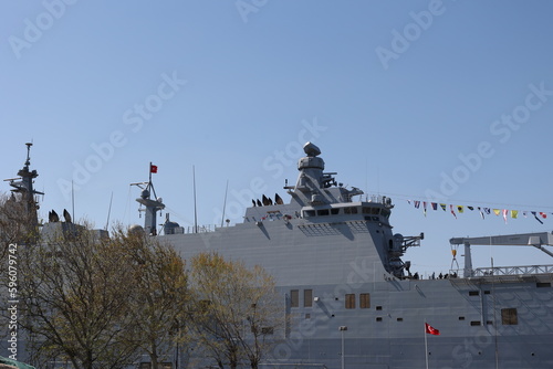 Istanbul-Turkey: TCG Anadolu, L 400, World's First SİHA Ship and unmanned aerial vehicles on it, as well as helicopters and planes photo