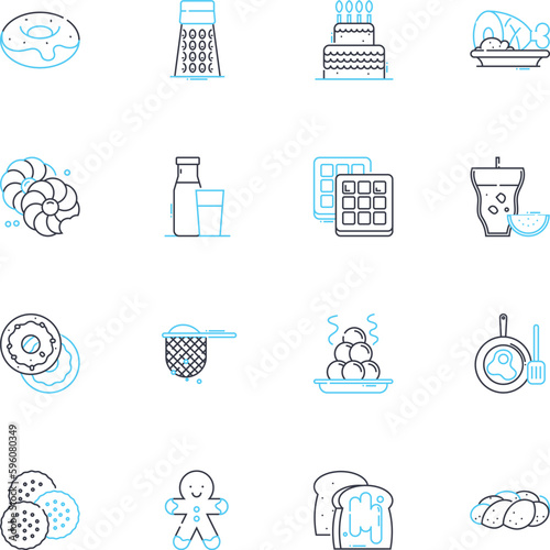 Eatery hub linear icons set. Diner, Bistro, Caf?, Restaurant, Brasserie, Grill, Buffet line vector and concept signs. Tavern,Pub,Bar outline illustrations